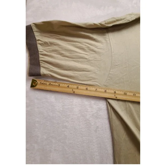 Golf Where Men's Large Tan Mercerized Cotton Short Sleeve Polo Shirt Grey Trim - Picture 12 of 13